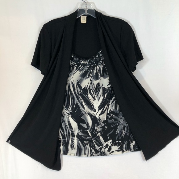 Perseption Concepts black blouse Sz M sewn in Tank - Picture 4 of 6